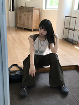 Zver ナグランカラーコンビネーションシースルー半袖Tシャツ