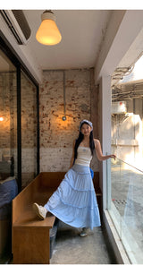 sky frill cancan long skirt