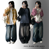 Of washing denim wide pants