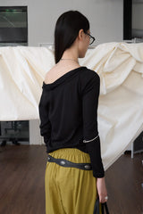 Off-Shoulder Tie Sleeve (Black)