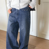 Bolf rivet point wide denim pants