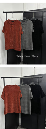 [S/S] Velvet henry neck half knit(3color)