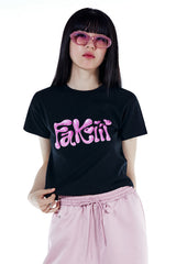 Fakiii グロッシーバルーンTシャツ_ブラック