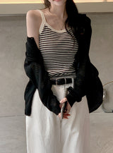 Cozy Border Cotton Rib Sleeveless (4color)