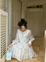 Lanna Sky Blue Cloud Pleated Dress