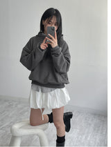 メロウオーバーフィット裏起毛フードTシャツ