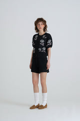 Rose half cardigan_charcoal