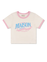 Women's Crop Vintage Mood Ringer Short Sleeve T-Shirt Cream (FCE2TS201W)