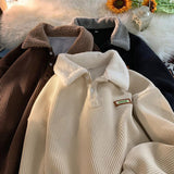 Dコーデュロイウールカラーフリースリネッドスウェットシャツ (3 colors)