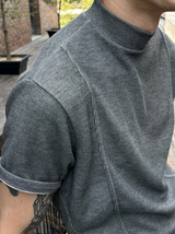 [MUSCLE FIT] スリットモックネックハーフニット(3color)
