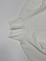 High-neck belted balloon-fit blouse