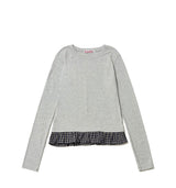 CHECK LAYERED LONG SLEEVE - GRAY