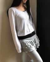 Seka Dot Crop Basic Cardigan