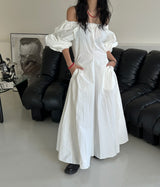 off-shoulder pocket maxi long dress