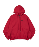 Cross String Hood Zip _ Dark Red