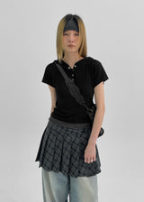 [MADE] Kiku Check Pleated Mini Wrap Skirt