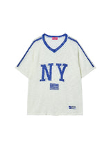 NYフラッグVネックニット  (HEATHER GREY)