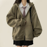 Moss Basic Boxy Hoodie Zip-Up