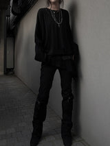 unbalanced loose-fit long sleeves (3color)