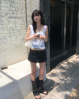 Dot double waist skirt pants