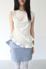 DOUBLE RUFFLE SLEEVELESS (IVORY)