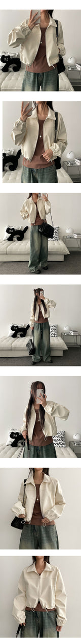 Vero two-way cropped string leather jacket