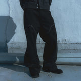 Western boots cut work pants / Black