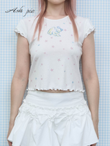 SS26 プリント Tシャツ ウィズ ラッフルド トリム