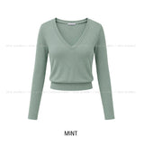 Pint Crop V-Neck Slim Long Sleeve