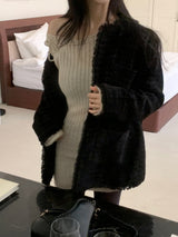 MEU One Off-Shoulder Ribbon Ribbed Knit Dress