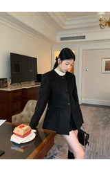 Black round wool no collar jacket