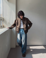 Bolt piping crack leather jacket