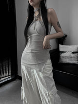 halter strap slit layered one piece (2color)