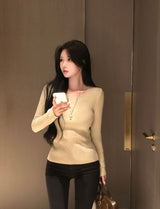 [BELLIDE MADE] Basic item, round rib long sleeve knit