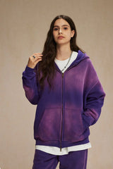 ビンテージスプレーダイドジップアップフーディー Purple