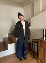 [unisex] カンボフウォッシュ加工オーバーボンバージャケット