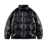 #J2404 leather warm coat