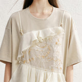 MAQI レースチュールレイヤードTシャツミニドレス