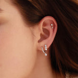 silver bezel drop barbell single piercing rhodium plating + 925 silver E070-09H