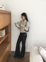 [3色] リビースティッチレッグルームブーツカットローデニムパンツ