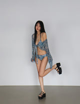 Denim 4PS Cover-Up Bikini Set