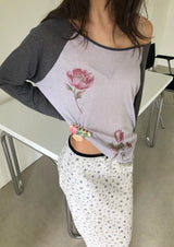 Flower print raglan T(2c)