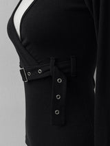 belted wrap V-neck T (2color)