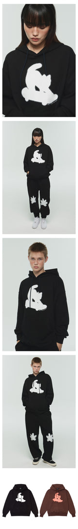 SKATEBOARDING CAT HOODIE - BLACK