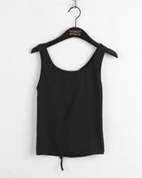 Dish back slit ribbon strap hole two-way tank top sleeveless
