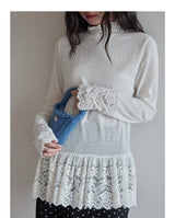 Romance Lace High-neck Knit Top