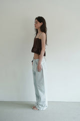 Tie satin blouse_brown