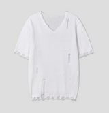 [S/S]バカンスダメージVネックハーフニット(3color)