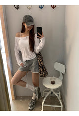 サンオフ アンバランス ホワイト 長袖Tシャツ