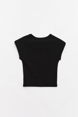 Logo Cubic Crop Top Black